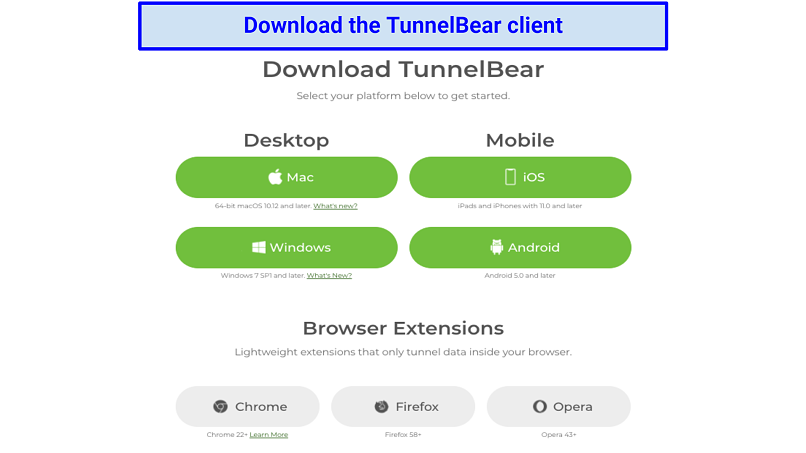 Graphic showing TunnelBear apps