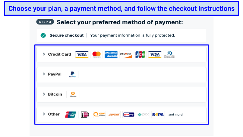 Screenshot of ExpressVPN's checkout page