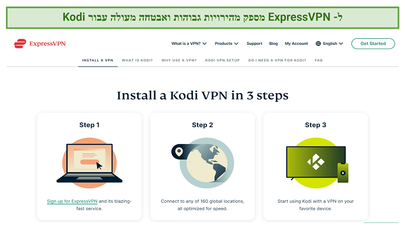 A screenshot showing you can use ExpressVPN with Kodi add-on in 3 steps